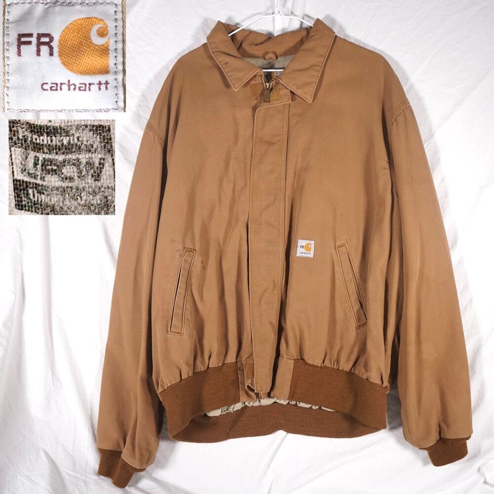 Carhartt FR Jacket Full Zip Made in USA Union Tan Brown 2XL